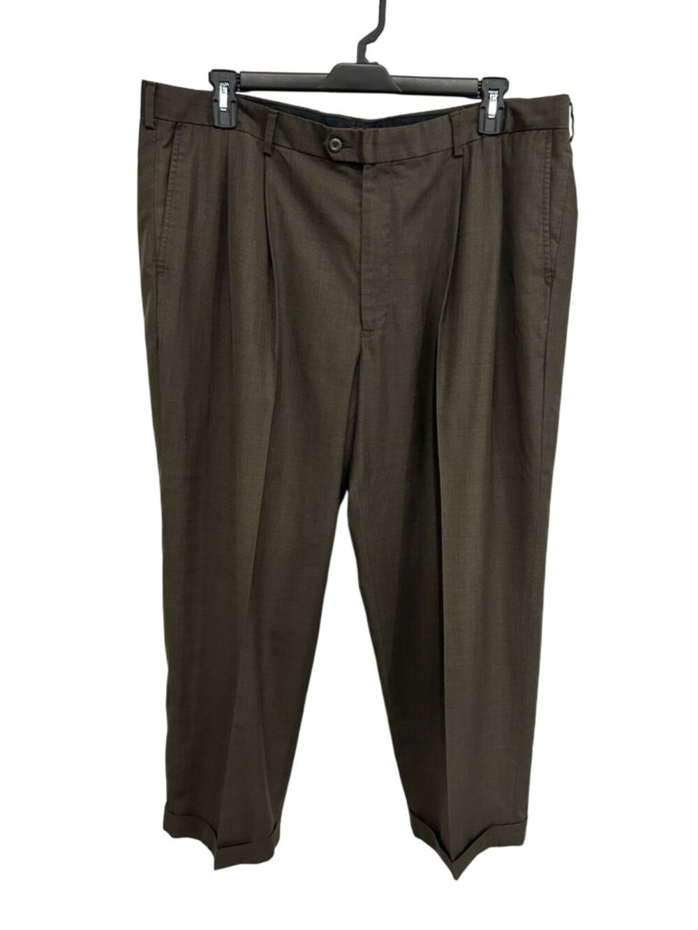 Perry Ellis America 42 Mens Brown Pleated Dress Pants Vintage Academia Old Money